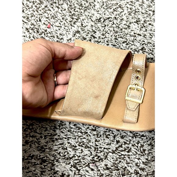 FREE PEOPLE Rose Gold Pink Metallic Mila Sandal Leather Slip On Sandals Size 8.5 - Picture 4 of 10